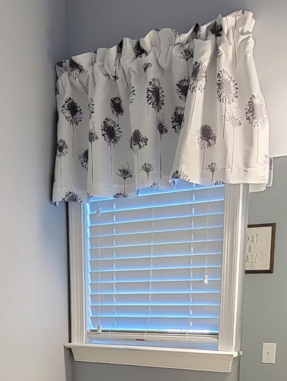 DriftAway Dandelion Floral Botanical Lined Thermal Valance Gray/White 52"x14"